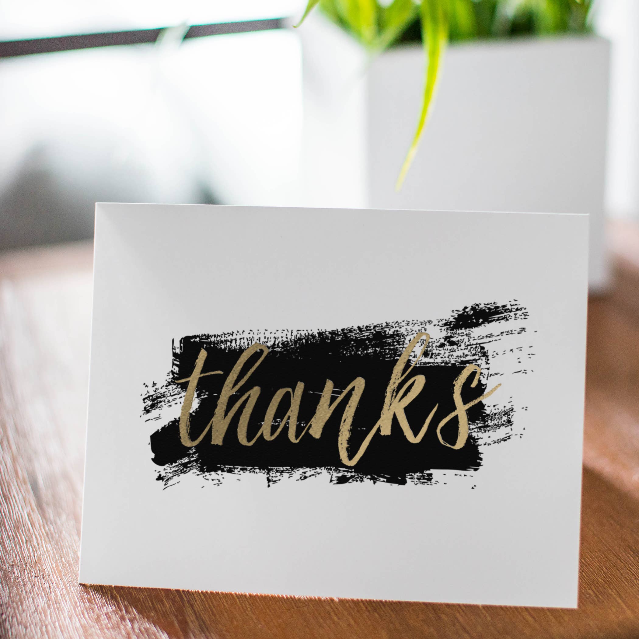 Brushstroke Gold Foil Thank You Card